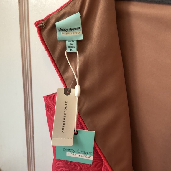 NWT Ella Lace Sheath Dress, cut flower detailing, bright coral color - Picture 8 of 11